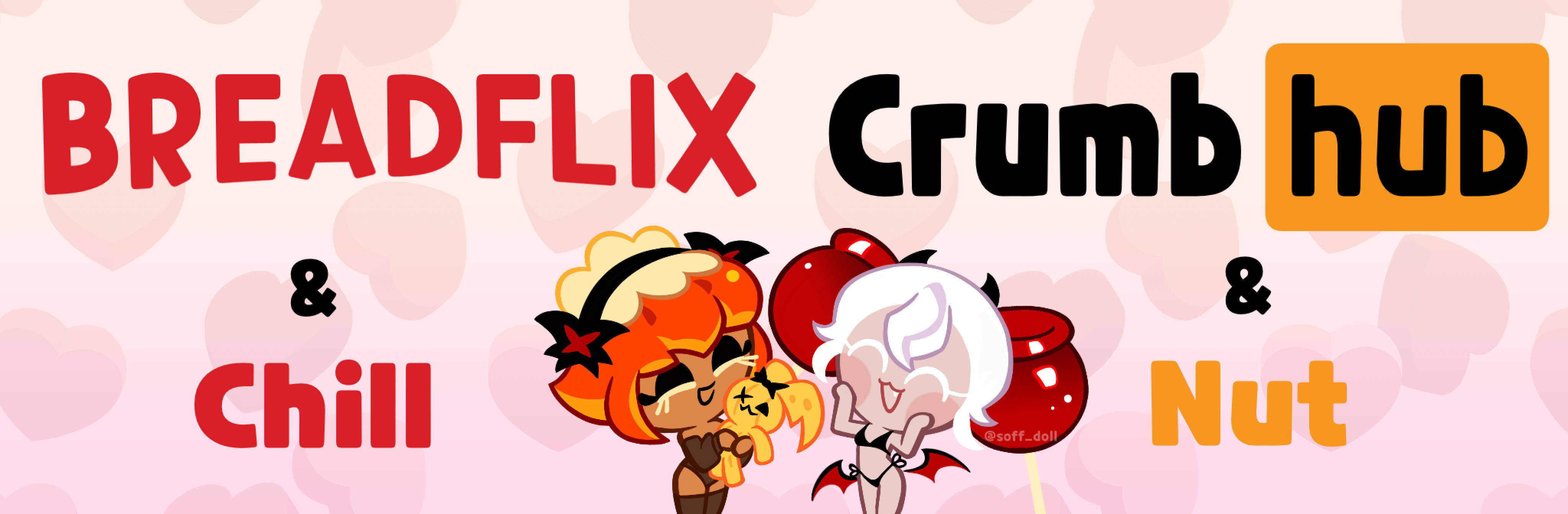 accurate art style, bra, candy apple cookie, cookie run, cookie run kingdom, cute, happy, lingerie, logo, logo parody, netflix, panties, parody, pompon (cookie run), pornhub, pumpkin pie cookie, smile, soff doll, tagme, wings, yuri