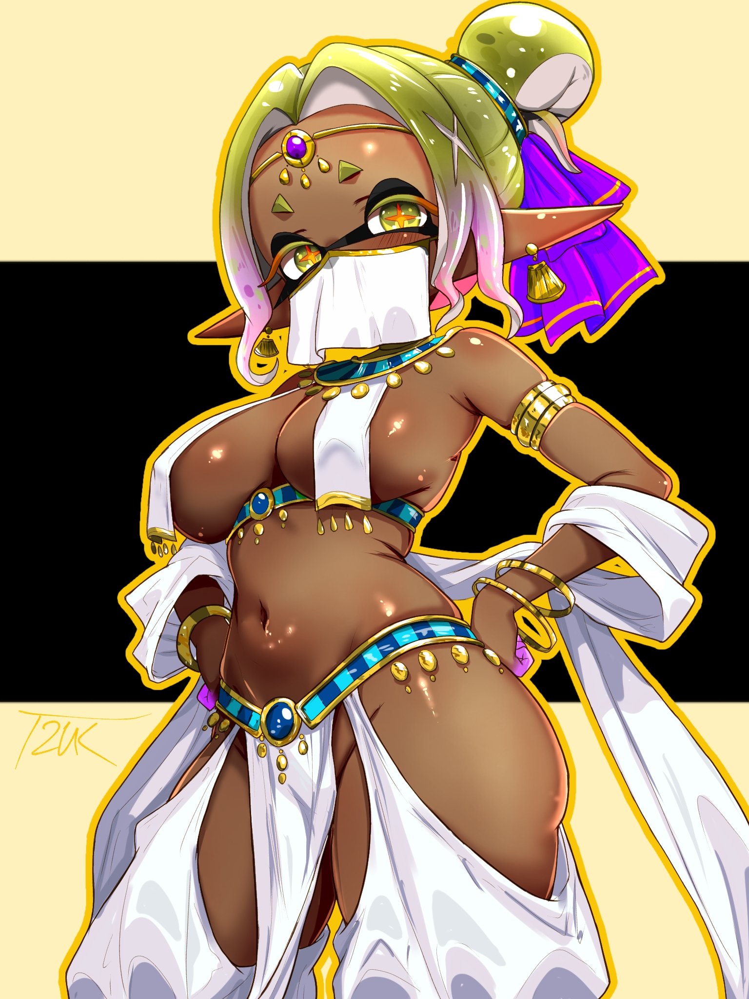 frye (splatoon), frye onaga, inkling, inkling girl, large breasts, skimpy clothes, splatoon, splatoon (series), splatoon 3, splatoon raiders, t2ukmyjm, tagme, tentacle hair