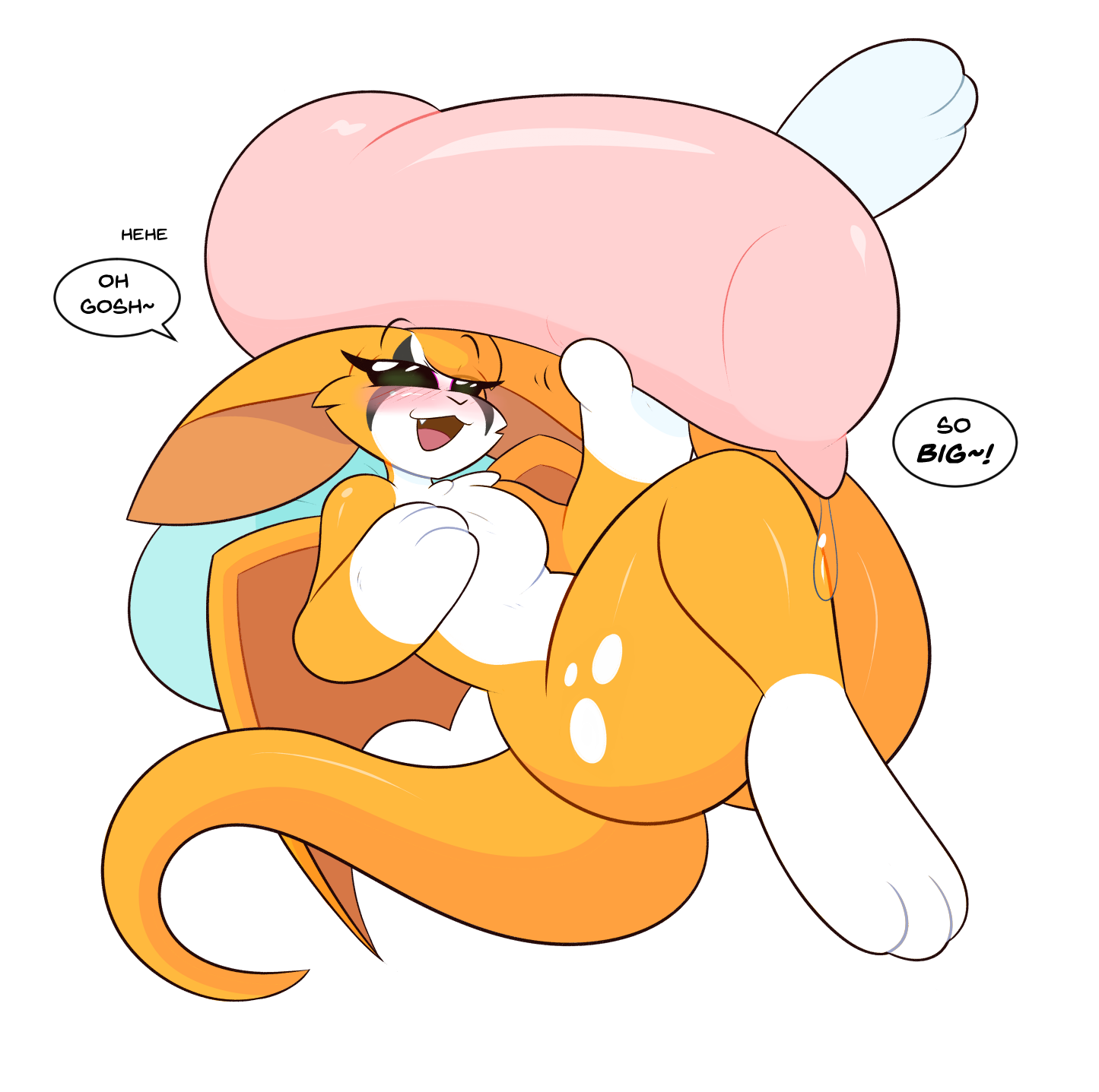 3 fingers, 3 toes, animal genitalia, animal penis, anthro, bat, blush, clothing, countershade face, countershade torso, countershading, cute fangs, duo, dust: an elysian tail, feet, female, female focus, fidget, fingers, fur, furry, gloves, gloves (marking), green eyes, kilinah, male, mammal, markings, nimbat, orange fur, penis, solo focus, straight, tail, toes, video games, white fur