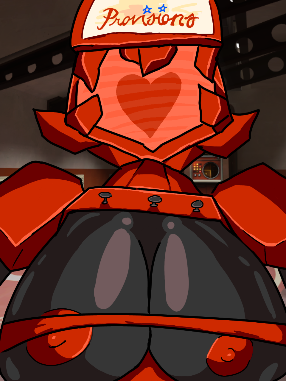 2fort breasts breasts_out dispenelope_(diamond_nella) dispenser_(team_fortress_2) dispenser_lady heart heart-shaped_pupils heart_eyes heart_symbol robot robot_girl tagme team_fortress_2 valve