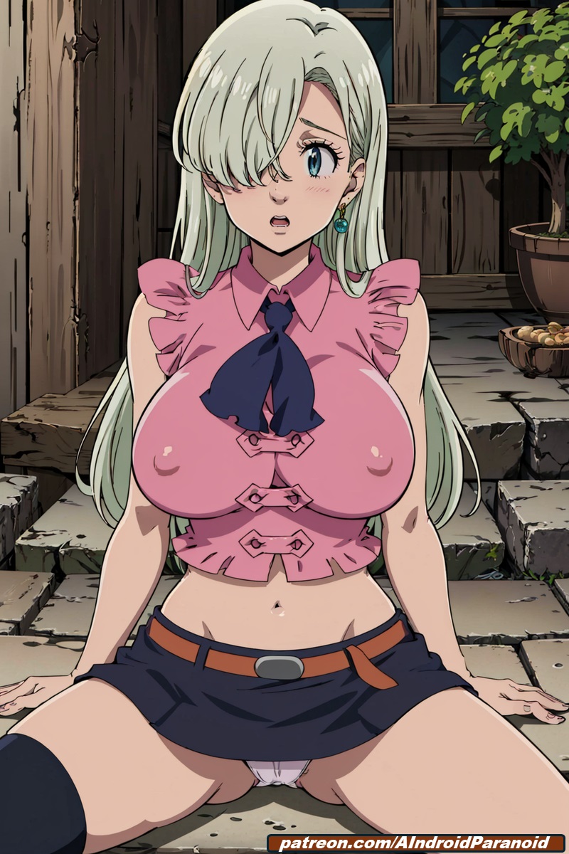 ai_generated aindroidparanoid big_breasts blue_eyes boobs breasts cleavage elizabeth_liones huge_breasts large_breasts nanatsu_no_taizai narrow_waist nipples outdoors panties seven_deadly_sins silver_hair sitting slim_waist spread_legs standing the_seven_deadly_sins tits wide_hips