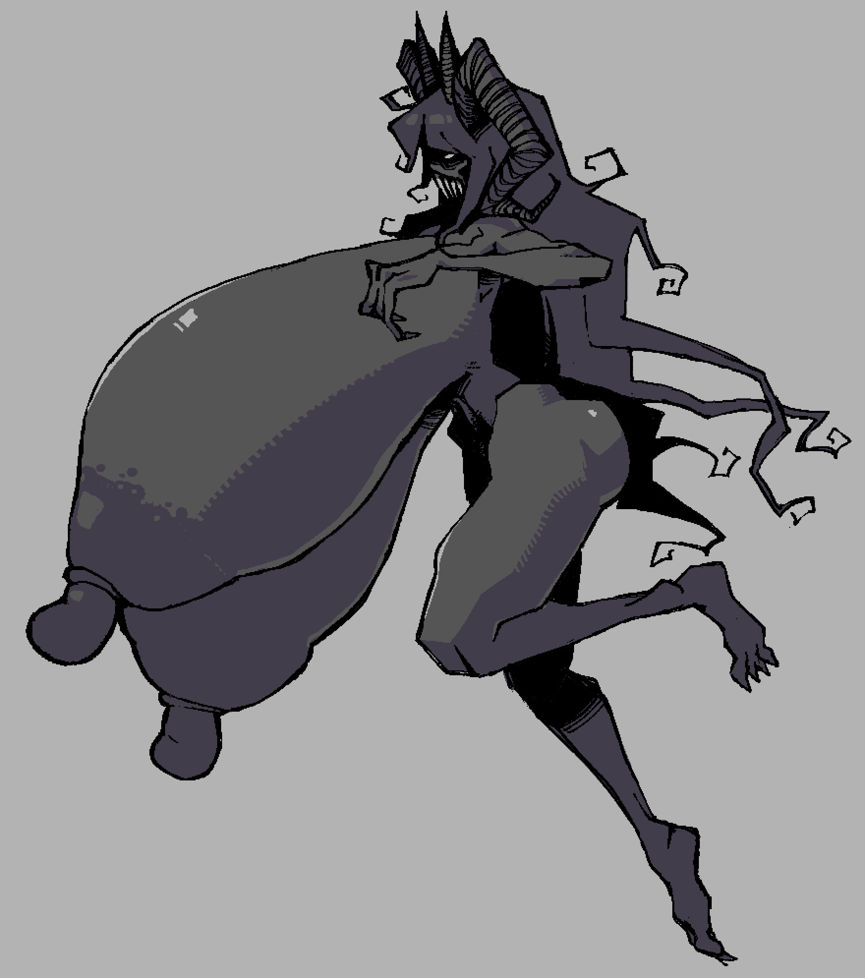 1girls, areola, areolae, black body, breasts, female, female only, huge breasts, nipples, solo, solo female, submarichamomi2, tagme, the binding of isaac, the siren (the binding of isaac)