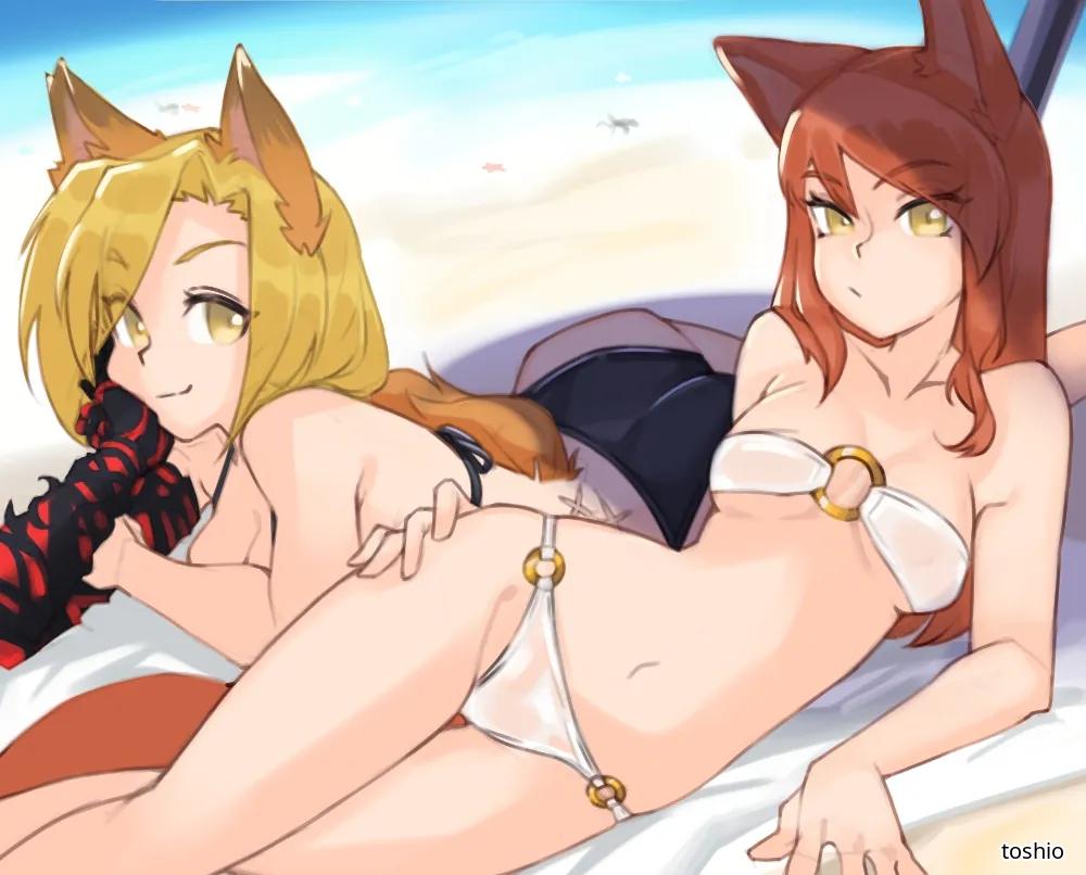 2d 2d_(artwork) 2d_artwork 2girls almost_naked almost_nude animal_ear_fluff animal_ears arm_support average_breasts back-tie_bikini back-tie_swimwear bare_arms bare_belly bare_chest bare_hands bare_hips bare_legs bare_midriff bare_navel bare_shoulders bare_skin bare_thighs beach beach_background beach_setting belly belly_button bikini bikini_bottom bikini_only bikini_top blonde blonde-haired_female blonde_female blonde_hair blonde_hair_female breasts breasts_apart brown-haired_female brown_hair character_request cleavage closed_mouth_smile collarbone copyright_request digital digital_art digital_drawing digital_drawing_(artwork) digital_media digital_media_(artwork) drawing duo exposed exposed_arms exposed_belly exposed_chest exposed_hips exposed_legs exposed_midriff exposed_navel exposed_shoulders exposed_skin exposed_thighs eyebrows_visible_through_hair female female_focus female_only fingers from_above from_front front_view groin hair_between_eyes hand_on_hip hand_on_own_hip high-angle_shot inframammary_fold inguinal_crease inguinal_ligament landscape lean_figure long_hair looking_at_viewer looking_sideways looking_to_the_side lying lying_down lying_on_breasts lying_on_floor lying_on_ground lying_on_side lying_on_stomach medium_breasts midriff mostly_nude multiple_females multiple_girls naked naked_female naked_woman narrow_waist navel nearly_nude nude nude_female nudity on_breasts on_floor on_side on_stomach outdoor outdoor_background outdoor_nudity outdoors outside outside_nudity petite petite_body petite_breasts petite_female petite_girl petite_tits posing posing_for_the_viewer posing_naked posing_nude practically_nude resting_arm shoulders slender_body slender_waist slim_female slim_waist small_boobs small_breasts small_tits smile smiley_face smiling smiling_at_viewer string_bikini summer_setting swimsuit swimwear thigh_gap thighs tiny_breasts tiny_tits top_view toshio touching_hip upper_body viewed_from_above white_bikini white_bikini_bottom white_bikini_top white_swimsuit white_swimwear wide_hips yellow-eyed_female yellow-haired_female yellow_eyes yellow_hair