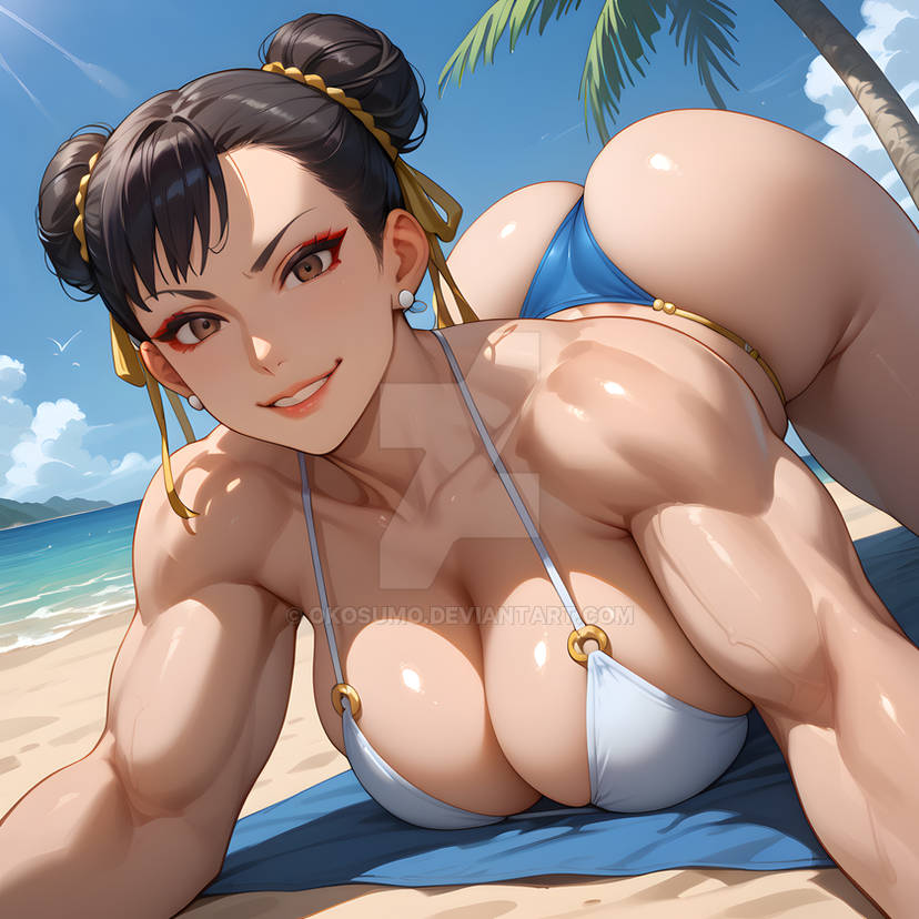 ai_generated ass big_ass big_breasts bikini breasts capcom chun-li mature_female milf okosumo street_fighter swimsuit thick_thighs thunder_thighs wide_hips