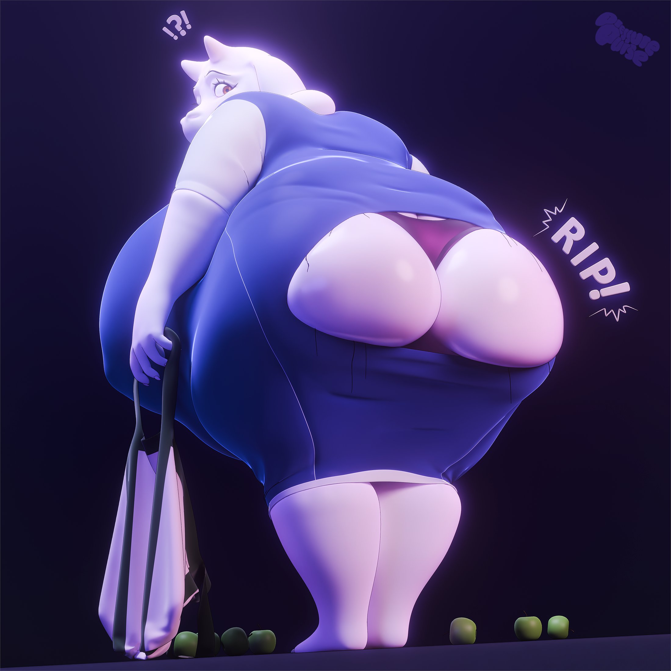 ass, big ass, big breasts, breasts, bubble ass, bubble butt, female, furry, huge ass, huge breasts, milf, pressure purse, thick thighs, toriel, undertale, wardrobe malfunction, wide hips