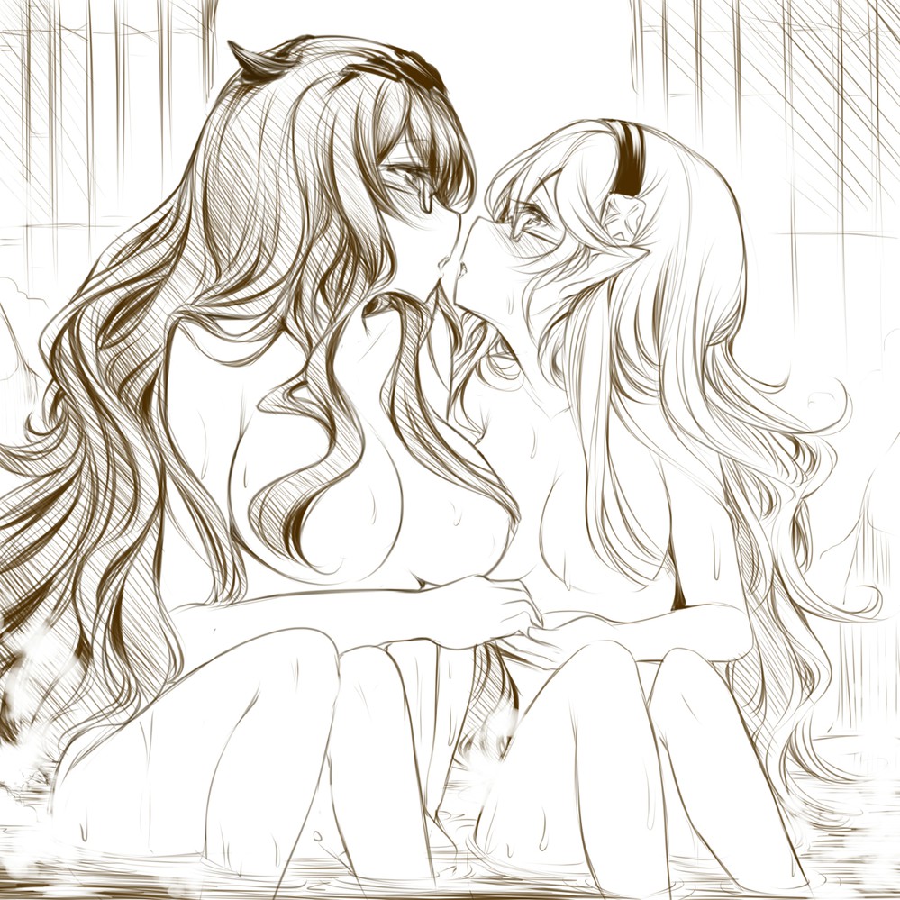 1:1, 2girls, bad censor, bathhouse, blush, breasts, camilla (fire emblem), corrin (fire emblem), corrin (fire emblem) (female), covering, elf, female, fire emblem, fire emblem fates, girls kissing, glasses, high resolution, holding hands, kissing, long hair, pointy ears, yuri, yuriwhale