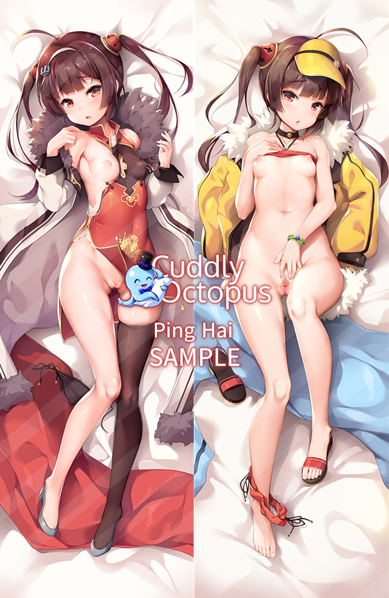 ahoge anchor azur_lane bandeau bangs bare_shoulders bed_sheet bikini_around_one_leg black_footwear black_legwear black_panties bow bracelet breasts brown_eyes brown_hair character_name chestnut_mouth china_dress chinese_clothes collarbone commentary_request dakimakura dress eyebrows_visible_through_hair female fur-trimmed_hood grey_footwear hairband hairpods halter_top halterneck hand_on_own_chest hand_up hands_up high_heels highres hood hood_down hooded_jacket jacket jacket_removed jewelry long_hair looking_at_viewer lying medium_breasts multiple_views nipples no_bra on_back panties panties_removed parted_lips ping_hai_(azur_lane) pussy pussy_juice red_bow red_dress sample sandals sandals_removed shuffle_(songdatiankong) side-tie_panties sidelocks single_sandal single_thighhigh sleeveless sleeveless_dress spread_pussy thighhighs twintails underwear visor_cap white_hairband white_jacket yellow_jacket