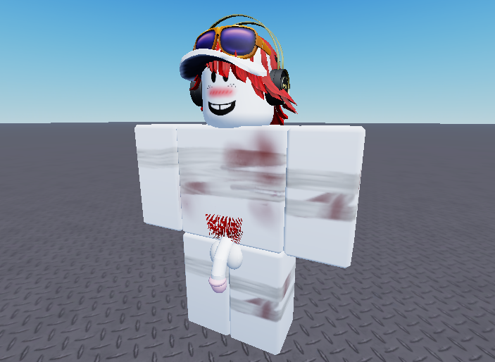 bandage bandaged_arm bandaged_chest bandaged_leg bandages baseplate blush bruise bruised bruises flaccid flaccid_cock flaccid_penis gap_toothed glasses glasses_on_forehead grin headphones low_quality male male_only penis pubes pubic_hair red_hair red_pubic_hair roblox roblox_studio robloxian shaggy_hair visor_cap