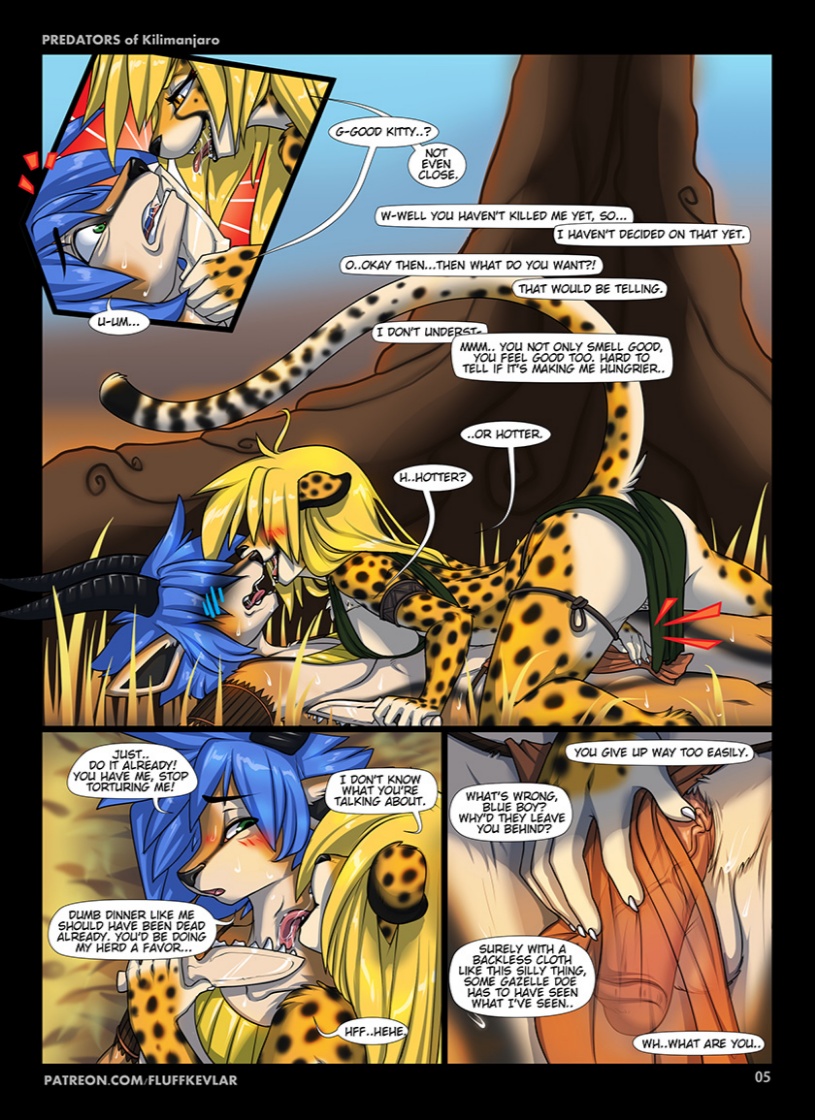 2girls animal_ears animal_print ass blue_hair blush breasts comic french_kiss gloves kissing letterboxed long_hair multiple_boys multiple_girls nail_polish saliva tail tongue tongue_out