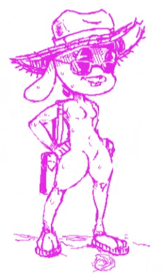 female hat male male_focus monochrome sketch solo standing striped