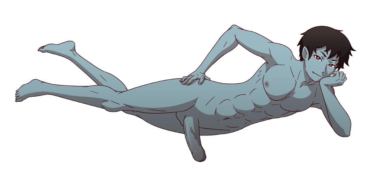 1boy, adventure time, black hair, erection, male, male focus, male only, manyakis, marshall lee, muscular, penis, transparent background, vampire, what if adventure time was a 3d anime