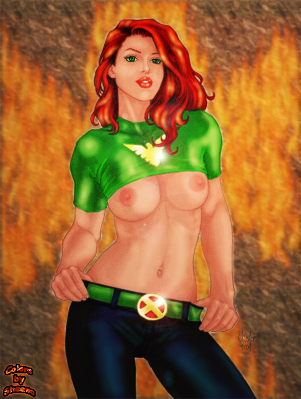 1girls 2004 chester color colored female female_only jean_grey marvel phoenix_(x-men) sheena_(colors) solo straight_hair x-men