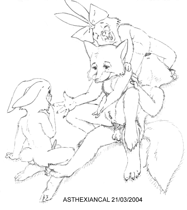 2004 anthro asthexiancal canine cub disney female fox fur furry maid_marian male mammal penis pussy rabbit robin_hood_(character) robin_hood_(disney) sis_(robin_hood) skippy_(robin_hood) straight testicles