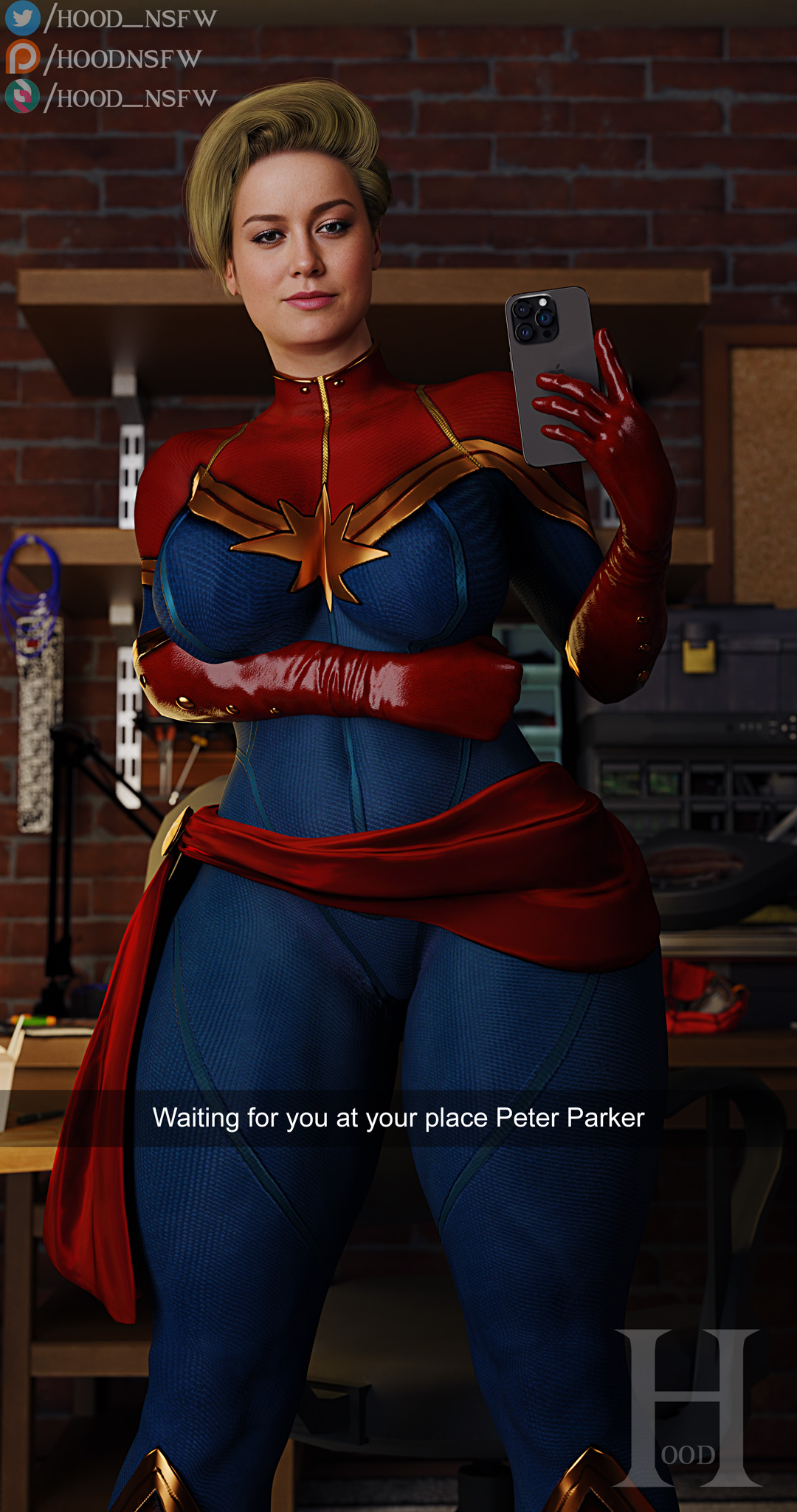 1girls, 3d, blonde hair, brie larson, captain marvel, carol danvers, female, hood nsfw, marvel, marvel cinematic universe, marvel comics, sfm hood, solo, solo female, solo focus