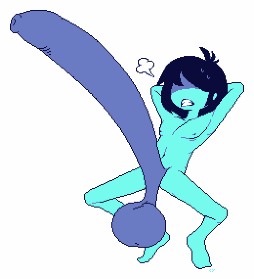 1male, arms behind head, balls, blue body, blue hair, color edit, cyanu, deltarune, edit, edited, exhibitionism, huge balls, huge cock, humping air, hyper, hyper balls, hyper genitalia, hyper penis, kris (dark world form), kris (deltarune), nude, penis, recolor, small but hung, solo, spread legs, tagme, undertale (series), undressed