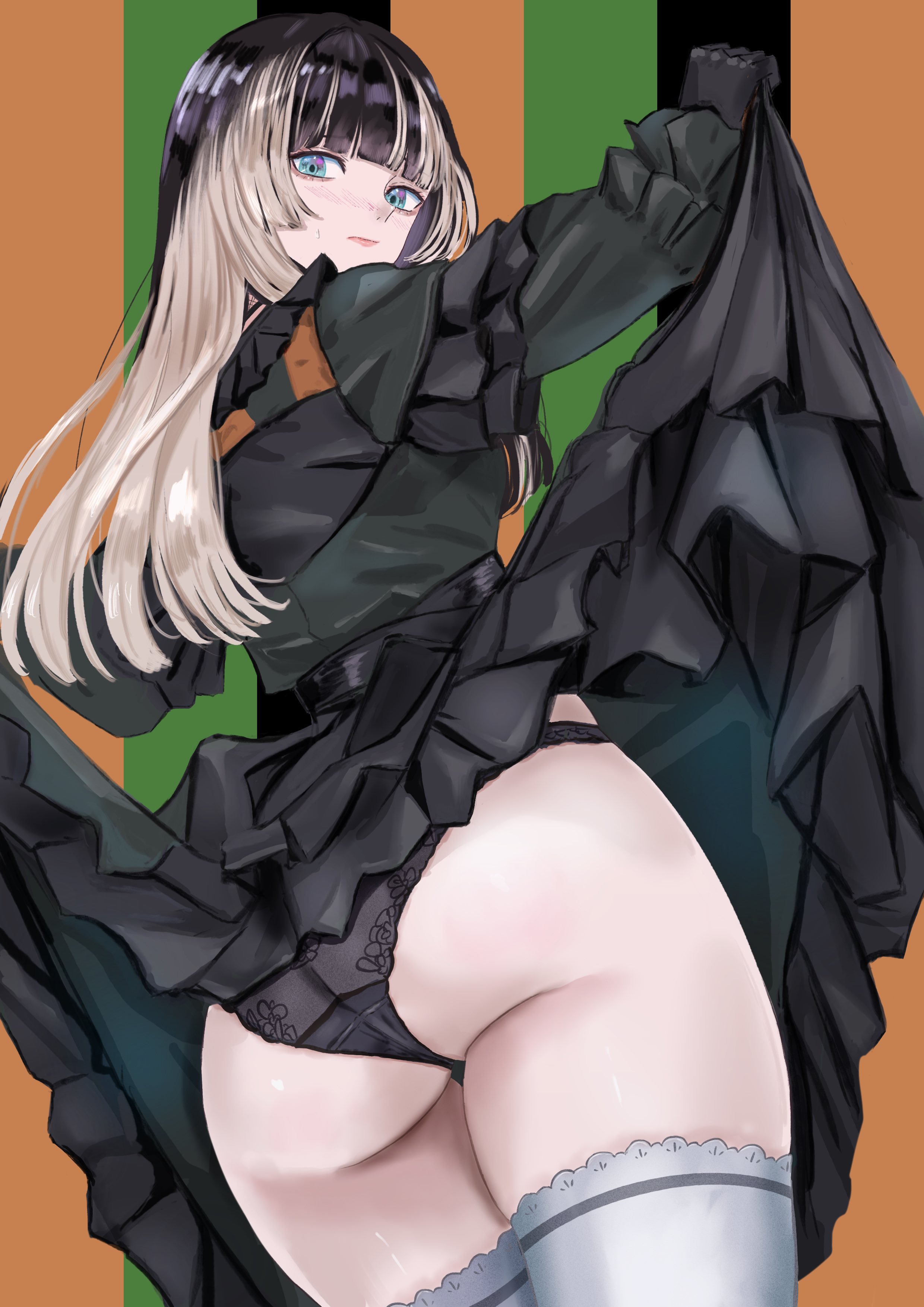 1girls, ass, black panties, dhbwinner, dress, exhibitionism, exhibitionist, exposed ass, hololive, hololive dev is, hololive japan, hololive regloss, juufuutei raden, long hair, panties, presenting ass, regloss, upskirt, viewed from below, virtual youtuber