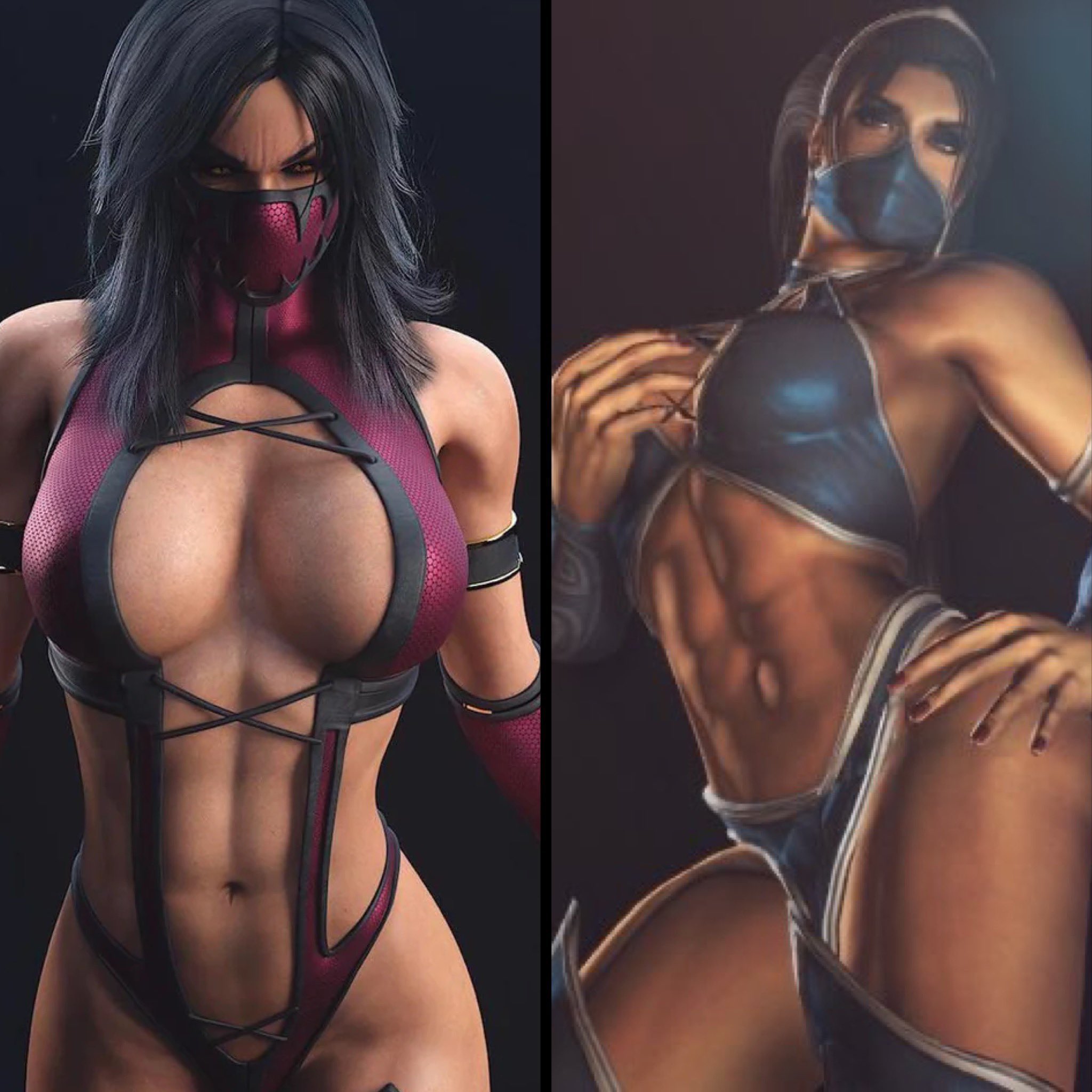 2girls, 3d, big ass, big breasts, breasts, curvaceous, curvy, curvy figure, edenian, female, female only, hips, hourglass figure, huge ass, huge breasts, humanoid, kitana, large ass, large breasts, legs, light skin, light-skinned female, low quality, mature, mature female, midway, mileena, mortal kombat, netherrealm studios, shizzyzzzzzz, slim waist, thick, thick hips, thick legs, thick thighs, thighs, voluptuous, voluptuous female, waist, wide hips