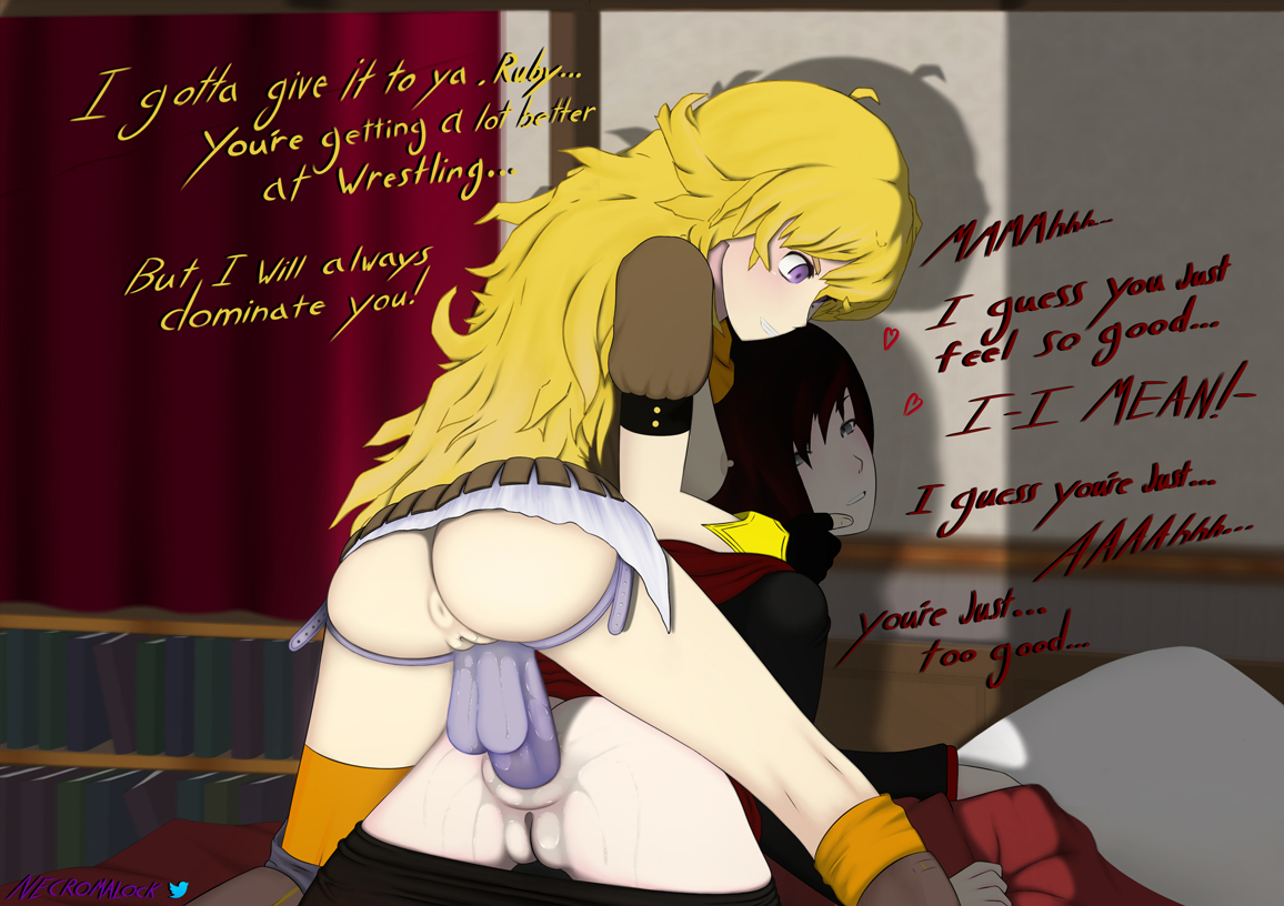 anal, ass, dominated, female, half-sisters, incest, necromalock, purple eyes, pussy, red hair, rough, ruby rose, rwby, sex toy, silver eyes, sisters, strap-on, strapon, submissive, tagme, text, wet, wrestling, yang xiao long, yellow hair, yuri