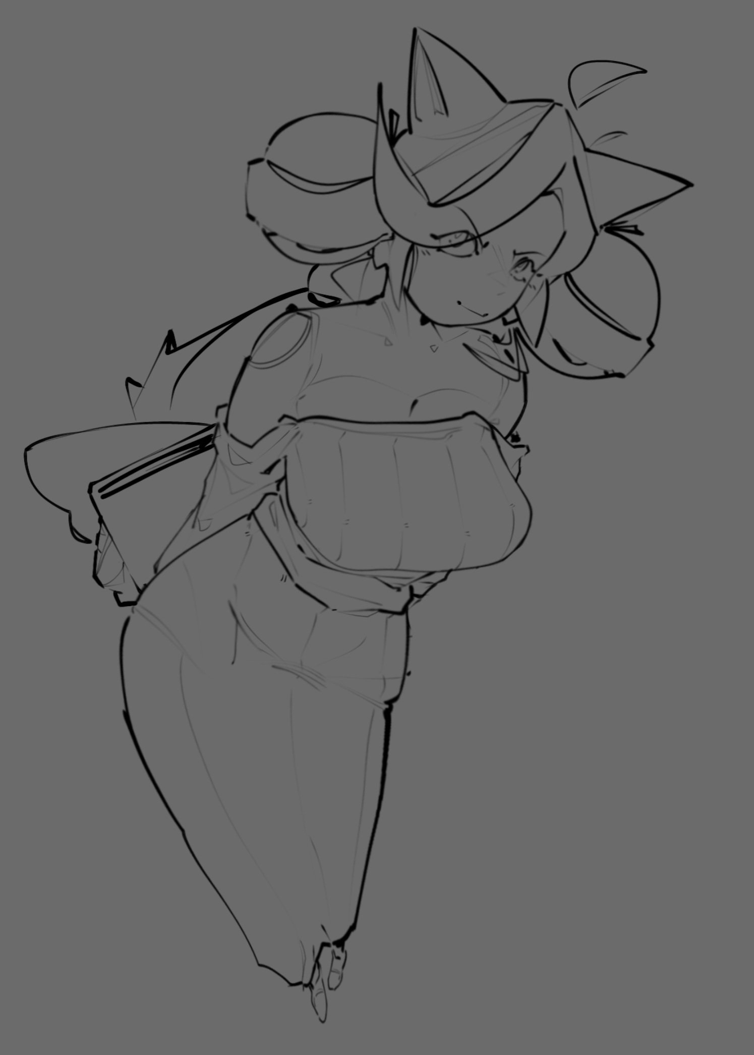 big breasts, clothed female, female only, hourglass figure, large breasts, mad mew mew, neckola, solo female, solo focus, suggestive look, suggestive pose, undertale