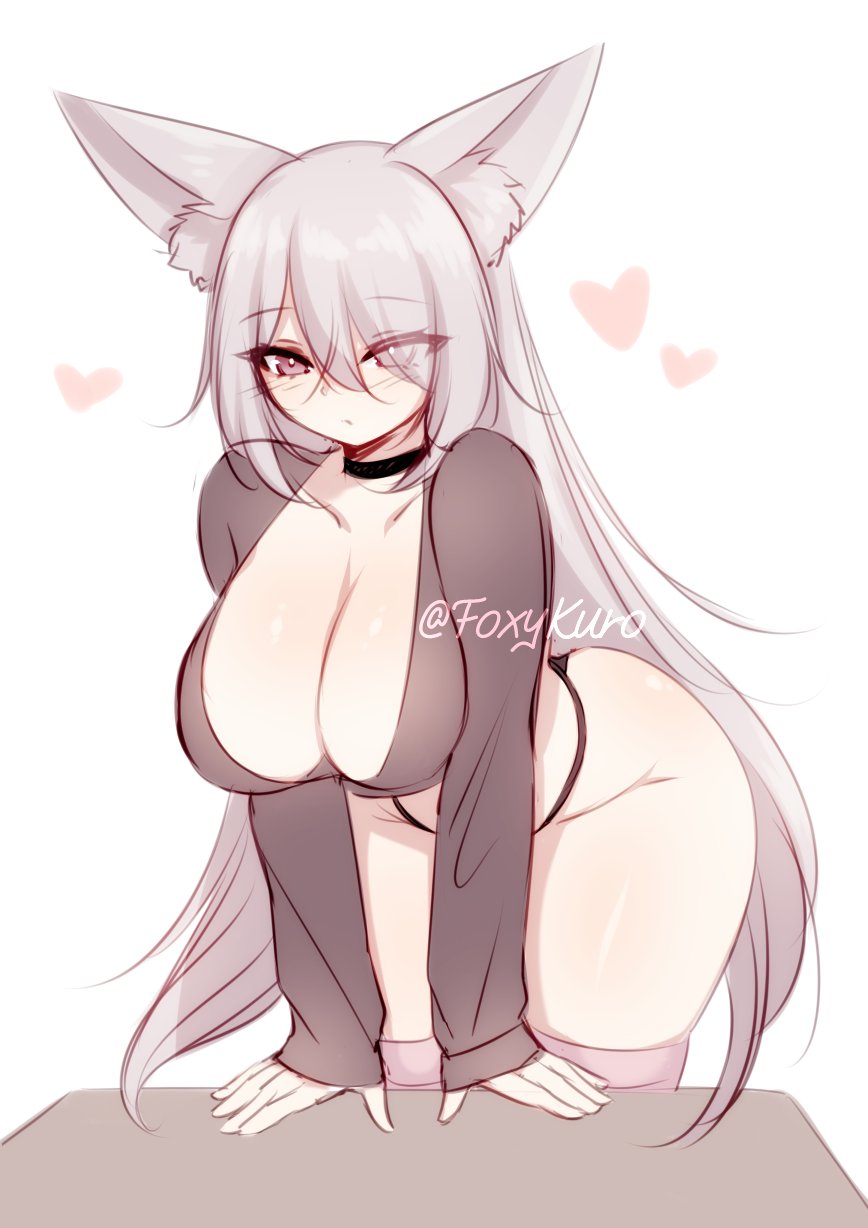 1girls, ass, breasts out, foxykuro, long hair, tagme, thong