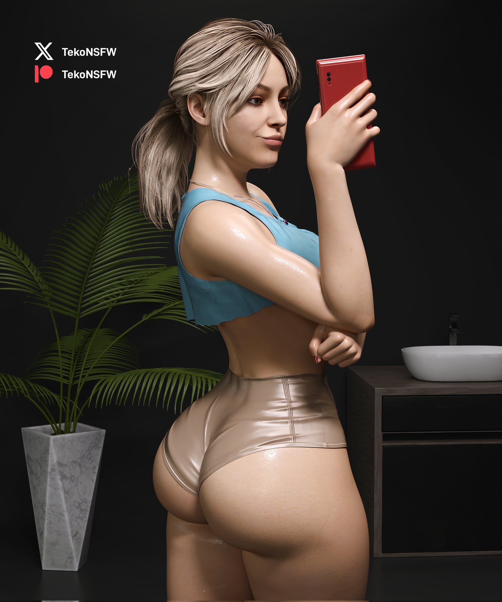 1girls, 3d, ass, ava jansen, big ass, blonde hair, call of duty, female, selfie, serillian, smartphone, solo, tekonsfw