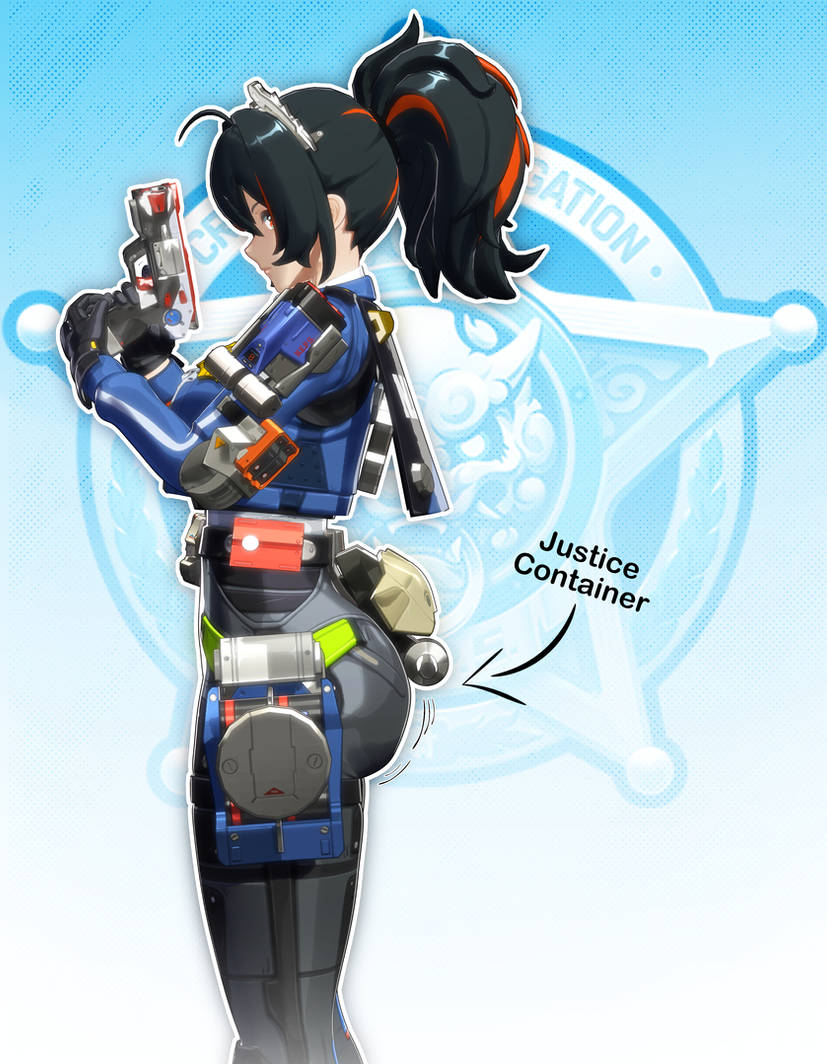 3d ass big_ass big_butt braided_hair evil_container female meme policewoman red_eyes zenless_zone_zero zhu_yuan