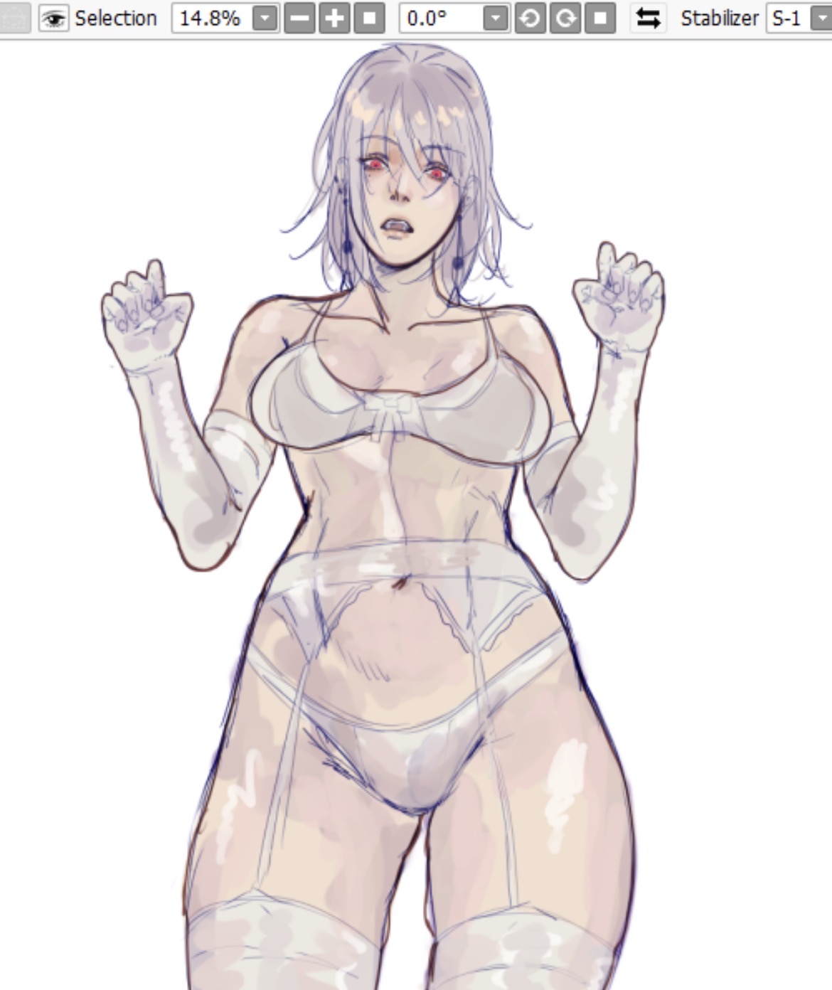 belly, below view, chainsaw man, death devil (chainsaw man), flopartist r, hips, legs, lingerie, lingerie panties, midriff, petite, petite female, purple eyes, short hair, small breasts, standing
