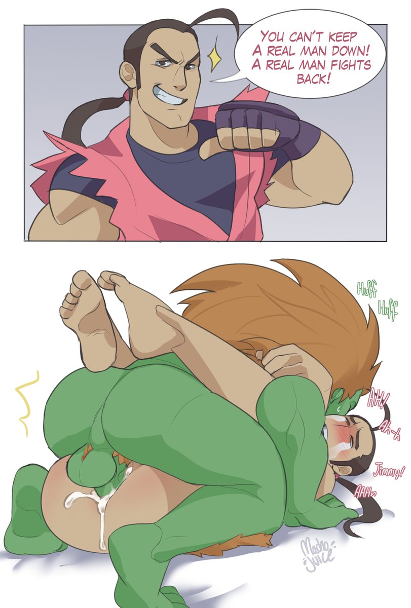 2boys 2koma anal anal_sex ass backsack ball_tuft balls bara barefoot blanka blush capcom cum cum_in_ass cum_inside cum_on_ass dan_hibiki ejaculation feet gay green_balls green_skin human instant_loss_2koma machojuice male male_only mammal mating_press multiple_boys muscle nude on_top orgasm penetration penis rape sex street_fighter testicles video_games yaoi