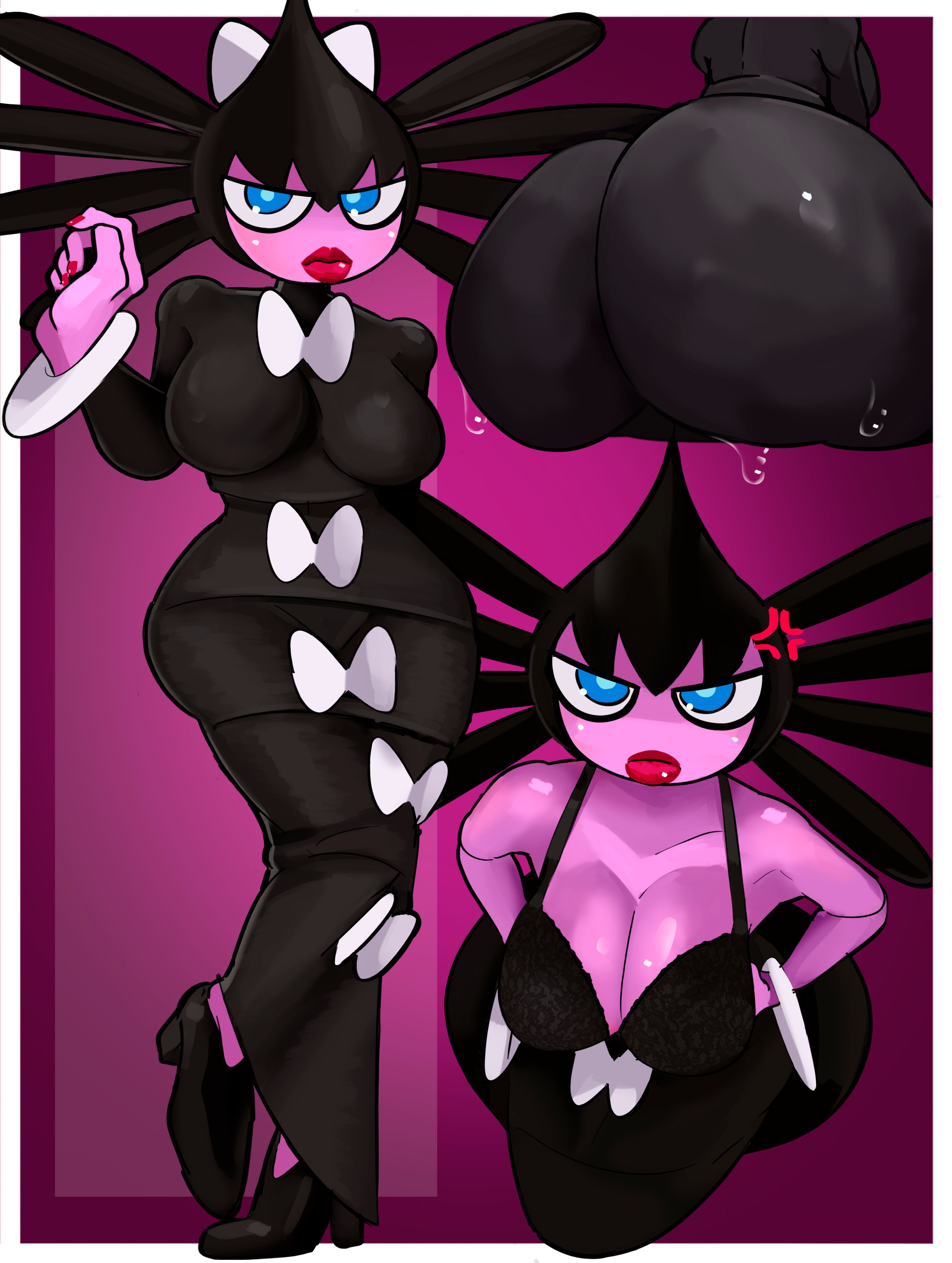 1girls, 2025, absurd res, anger vein, anthro, ass, big breasts, blue eyes, bra, breasts, cleavage, female, female only, generation 5 pokemon, gothitelle, heels, looking at viewer, mammal, nintendo, pepperoni ravioli, pokemon, pokemon (species), red lipstick, solo, thick ass, wide hips