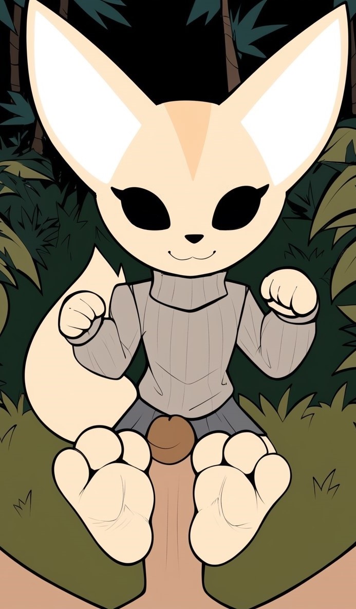 aggretsuko ai_generated feet female fenneko foot_fetish foot_play footjob happy pawjob paws pov sanrio uncensored