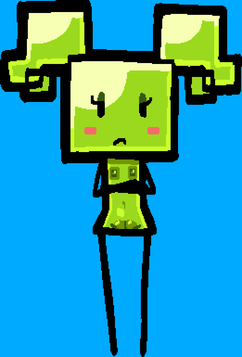 2025 black_arms black_eyes black_legs blue_background blush blush_stickers crossed_arms digital_drawing_(artwork) digital_media_(artwork) eyelashes featureless_hands featureless_legs female flat_body flat_chested frown genitals glistening glistening_body glistening_genitalia glistening_nipples glistening_vulva green_body green_hair green_nipples green_vulva hair half-closed_eyes humanoid humanoid_genitalia humanoid_vulva looking_at_viewer mario_bros mimi_(paper_mario) narrowed_eyes navel nintendo nipples noseless not_furry nude nude_female nude_humanoid paper_mario pink_blush pussy simple_background solo square_(anatomy) standing twintails vulva vussybussy