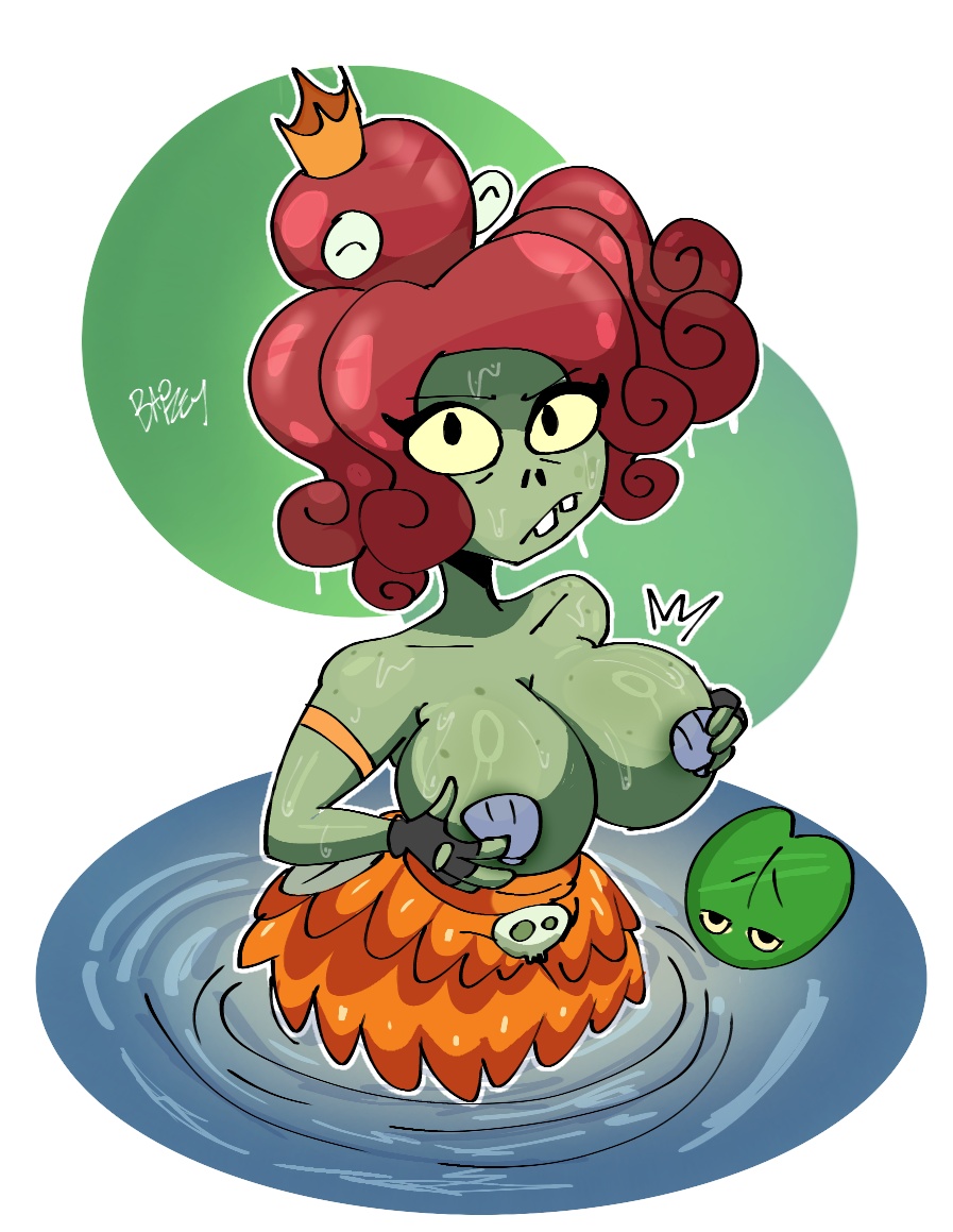 1girls, bapzey bot (artist), breasts, female, female only, large breasts, neptuna (pvz), plants vs zombies, plants vs zombies: heroes, popcap games, pvz, pvz heroes, siren, tagme, view, water, zombie girl