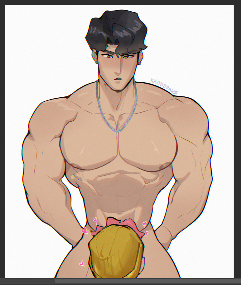 2boys, abby (kpop demon hunters), bara, blowjob, gay, gay male, implied oral, jinu (kpop demon hunters), kaito draws, kpop demon hunters, male, male only, nipples, oral sex, pecs, saja boys, yaoi