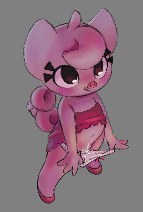 1girls, 2024, 4 fingers, anthro, black eyes, bodily fluids, bow panties, bow underwear, clothed, clothing, clothing pull, cum, cum in clothing, cum in panties, cum in underwear, cum on pussy, cum on vulva, digital media (artwork), domestic pig, dress, eyelashes, female, fingers, footwear, gaturo, genital fluids, genitals, grey background, head tuft, high heels, humanoid genitalia, humanoid vulva, looking up, mammal, mina (gaturo), navel, panties, panty pull, pig, pig nose, pink clothing, pink dress, pink ears, pink footwear, pink high heels, pink nose, pink tail, pink tongue, pink tuft, pink vulva, pussy, raised clothing, raised dress, shoes, simple background, solo, spiral tail, standing, suid, suine, sus (pig), tail, tongue, tongue out, tuft, underwear, underwear pull, vulva, white clothing, white panties, white underwear
