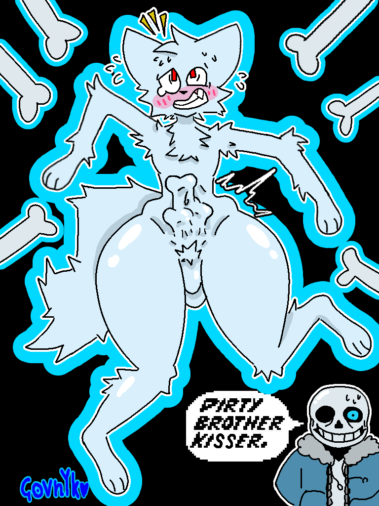 anal anal_object_insertion belly_bulge big_thighs boykisser boykisser_(meme) femboy furry gay male male/male male_only raped sans silly_cat_(mauzymice) telekinesis undertale