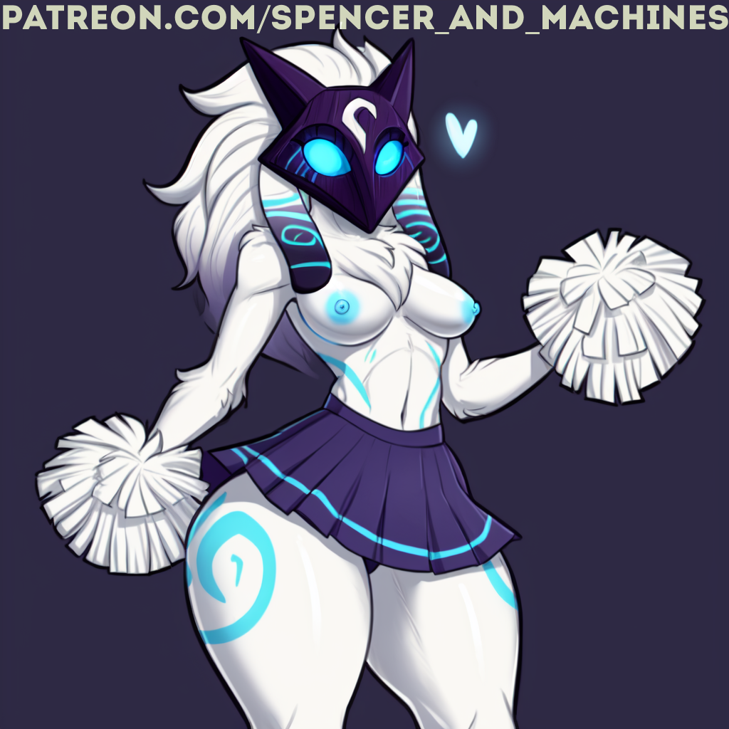 ai_generated breasts breasts cheerleader cheerleader_outfit cheerleader_uniform kindred league_of_legends league_of_legends:_wild_rift mask spencer_and_machines tits_out