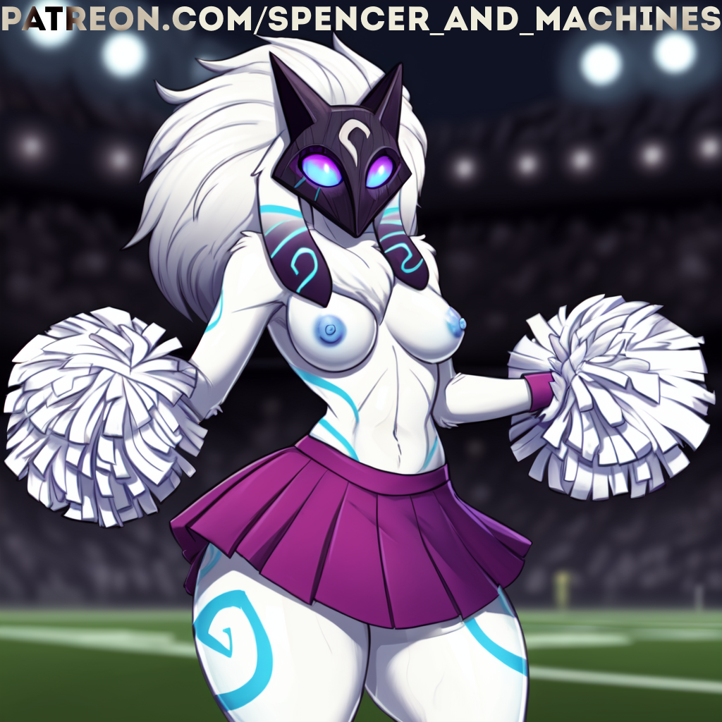 ai_generated breasts breasts cheerleader cheerleader_outfit cheerleader_uniform kindred league_of_legends league_of_legends:_wild_rift mask spencer_and_machines tits_out