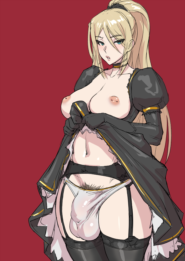 1futa areolae balls balls_in_panties blonde_hair breasts bulge dark_souls dark_souls_3 dickgirl fire_keeper fromsoftware futa_only futanari garter_belt horny intersex looking_at_viewer mask_removed maskless mikoyan nipples panties penis penis_in_panties penis_under_clothes pubic_hair skirt skirt_lift solo solo_futa testicles thighhighs