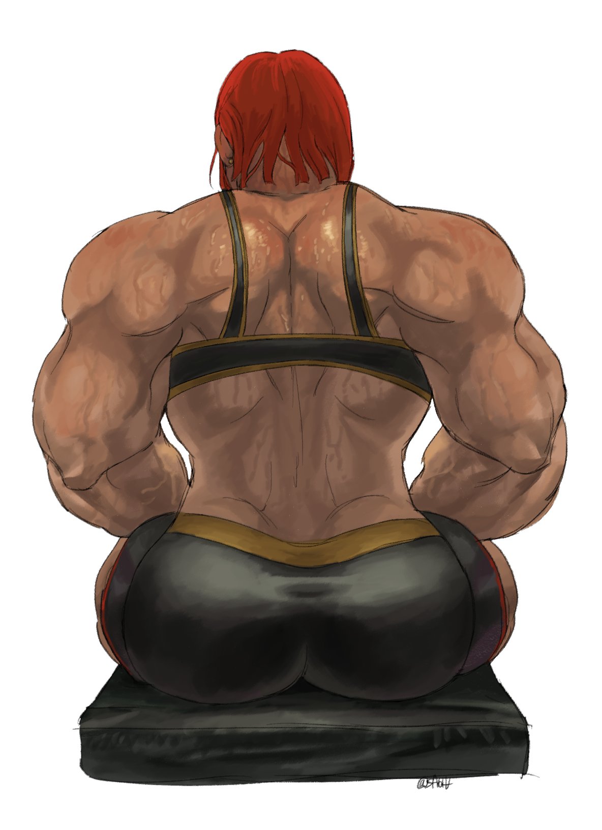 1girls ass back_muscles back_sweat back_view big_ass big_butt capcom curvaceous curvy curvy_female curvy_figure female female_focus female_only hi_res high_resolution highres large_ass marisa_rossetti muscular muscular_arms muscular_back muscular_female red_hair sa61v short_hair simple_background sitting sitting_down solo solo_female solo_focus street_fighter street_fighter_6 sweat sweating sweaty sweaty_back sweaty_body tagme viewed_from_behind voluptuous voluptuous_female white_background