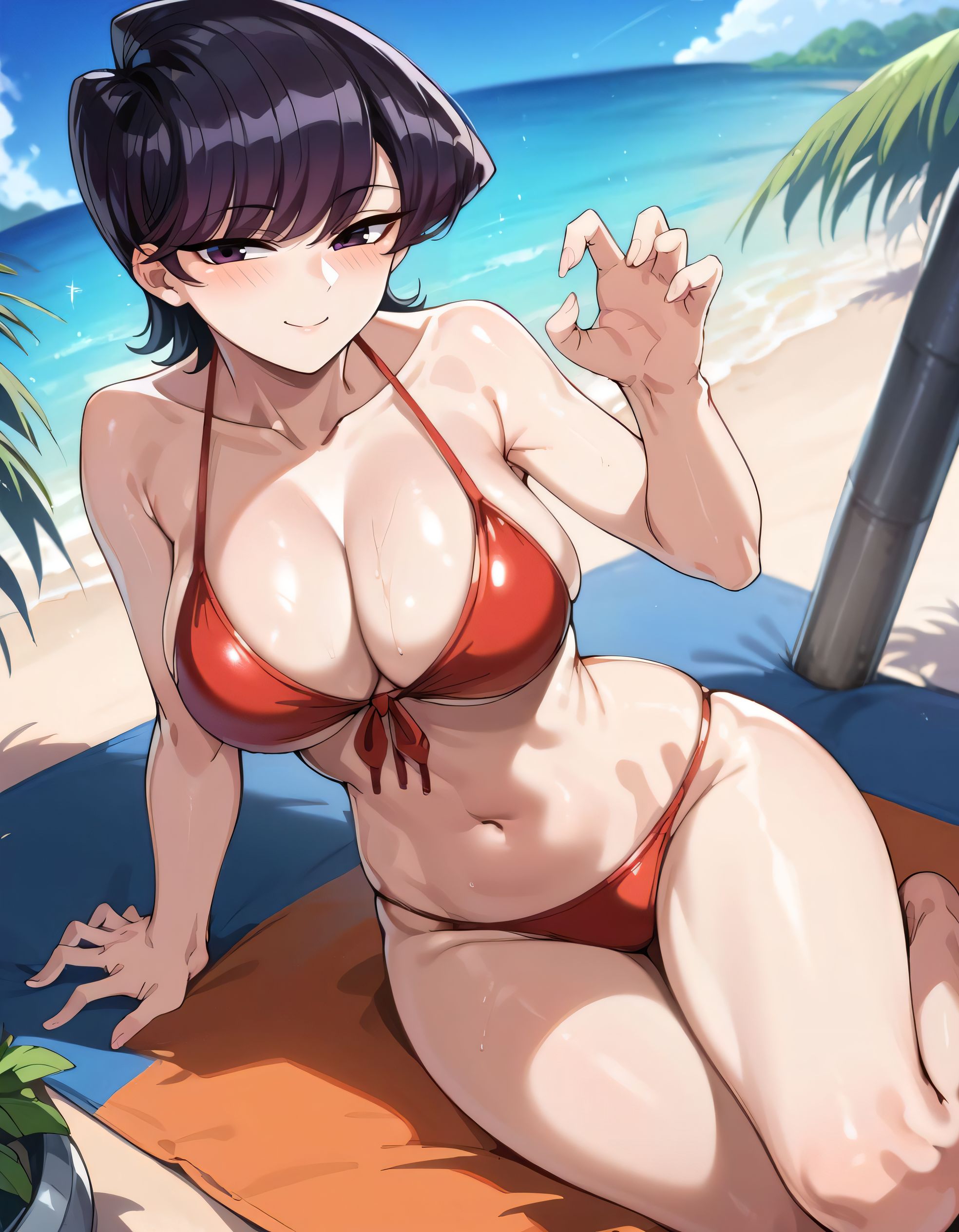 1girls, ai generated, alternate breast size, ass, ass focus, big breasts, bikini, blowjob, breasts, busty, cleavage, cowgirl position, cum, cum in mouth, cum in pussy, cum inside, curvaceous, curvy, curvy body, curvy female, curvy figure, doggy style, fellatio, female, from behind position, huge breasts, irrumatio, komi shuuko, komi-san wa komyushou desu, large breasts, mature female, missionary position, nipples, outdoors, pussy, pussy focus, reverse cowgirl position, short hair, solo, spooning, spread legs, sweat, sweating, sweaty, sweaty body, sweaty breasts, swimwear, thick thighs, thighs, voluptuous