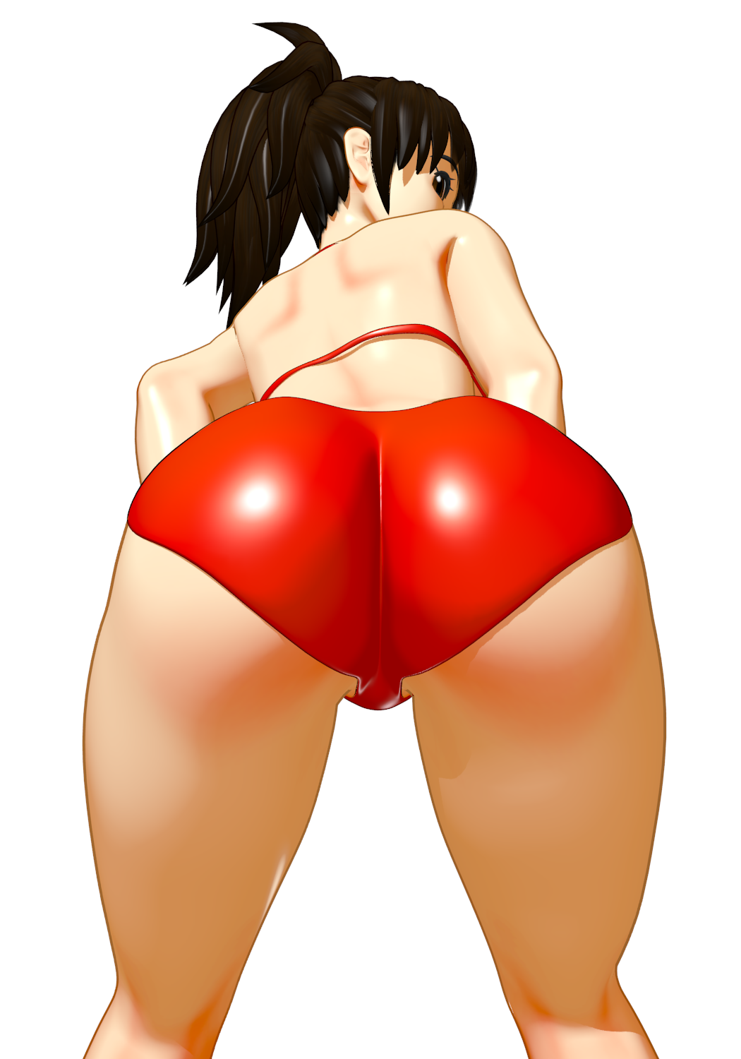 1girls 3d alternate_view arched_back arching_back big_breasts bikini huge_ass kyropim looking_back pimkyro red_bikini solo_female tagme