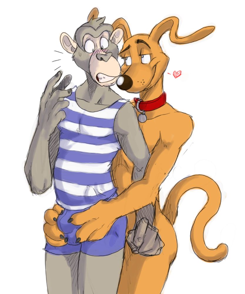 2boys 2d 2d_(artwork) 2d_artwork animal_ears animal_humanoid animal_nose animal_tail anthro anthrofied arody background black_nose blush bulge bulge_through_clothing canine chimpanzee clothed clothed_male clothes clothing collar crossover darwin_(wild_thornberrys) digital_art digital_drawing digital_drawing_(artwork) digital_media digital_media_(artwork) digital_painting_(artwork) dog dog_boy dog_ears dog_humanoid dog_tail duo ears eyebrows flush flushed gay grope heart looking_at_partner lust lustful_gaze male male_only mutant-serpentina mutant_serpentina nose nude penis_under_clothes primate rugrats short_ears shorts simple_background smile smiling_at_partner spike_(rugrats) tail teeth teeth_visible what white_background wild_thornberrys