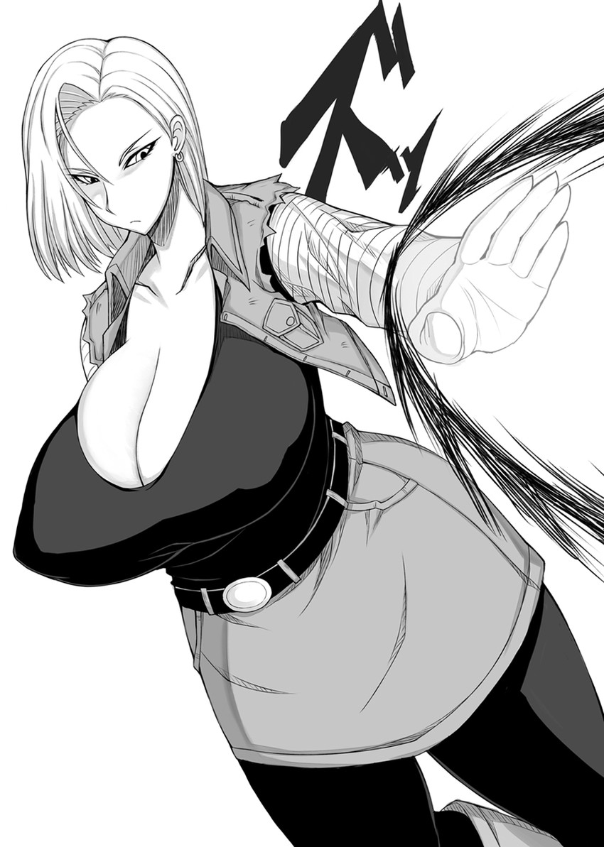 1girls alternate_version_available android_18 cameltoe cleavage curvy darkness-man dragon_ball female huge_areolae huge_ass huge_breasts monochrome nipple_bulge otogi_tetsurou short_hair thick_lips voluptuous wide_hips