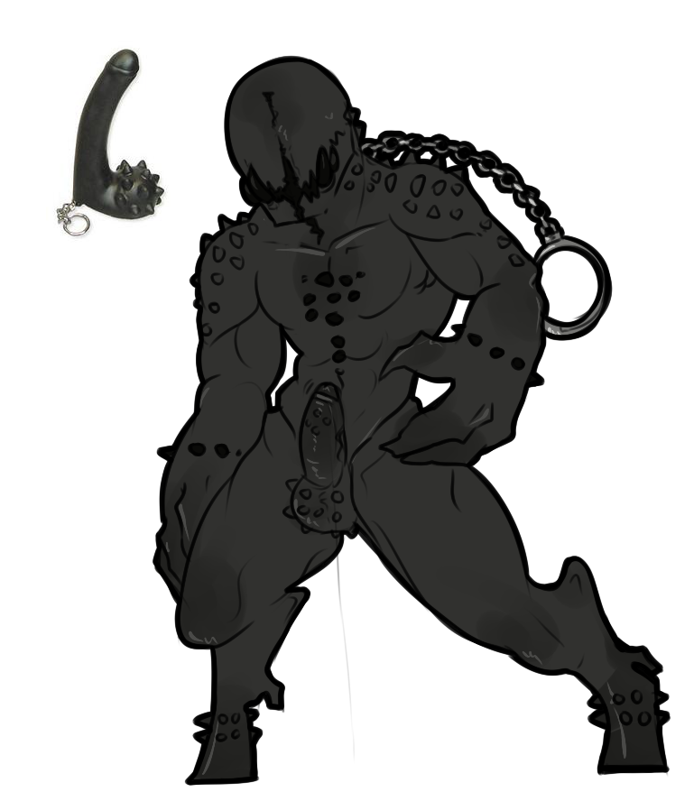 black_skin booou erect faceless male_only monster muscles penis sex_toy solo_male vektor