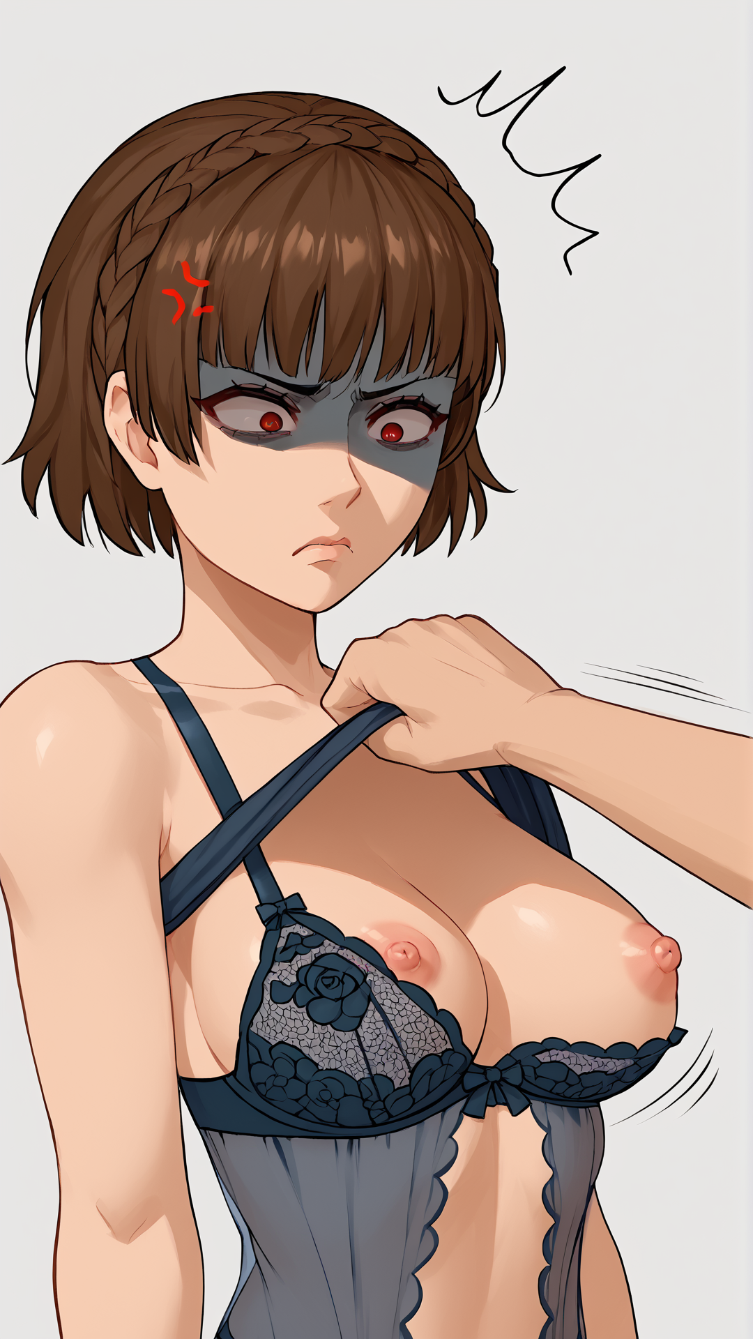 1girls, ai generated, atlus, brown hair, brunette female, brunette hair, civitai, female, female focus, lingerie, lingerie only, makoto niijima, persona, persona 5, persona 5 royal, sega, shadydegeneratex21, short hair, tagme, wardrobe malfunction