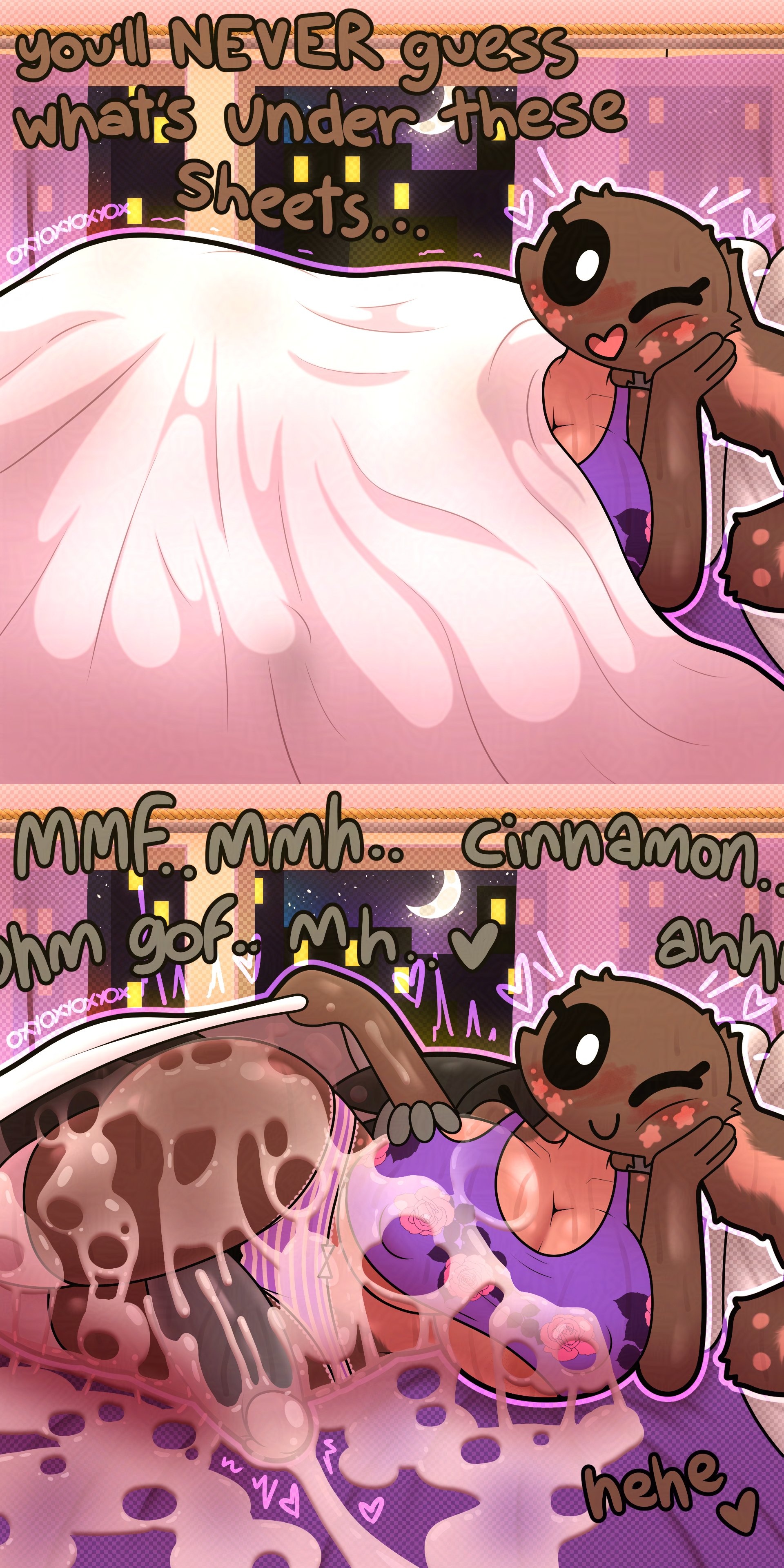 cinnamon (oxyoxyoxyox), female, femboy on female, leg job, licorice (oxyoxyoxyox), male, oxyoxyoxyox
