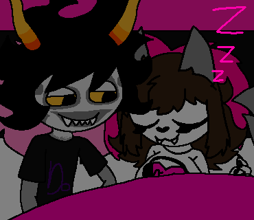 checking gamzee_makara homestuck huge_breasts in_bed lights_off lya sleeping words zzz