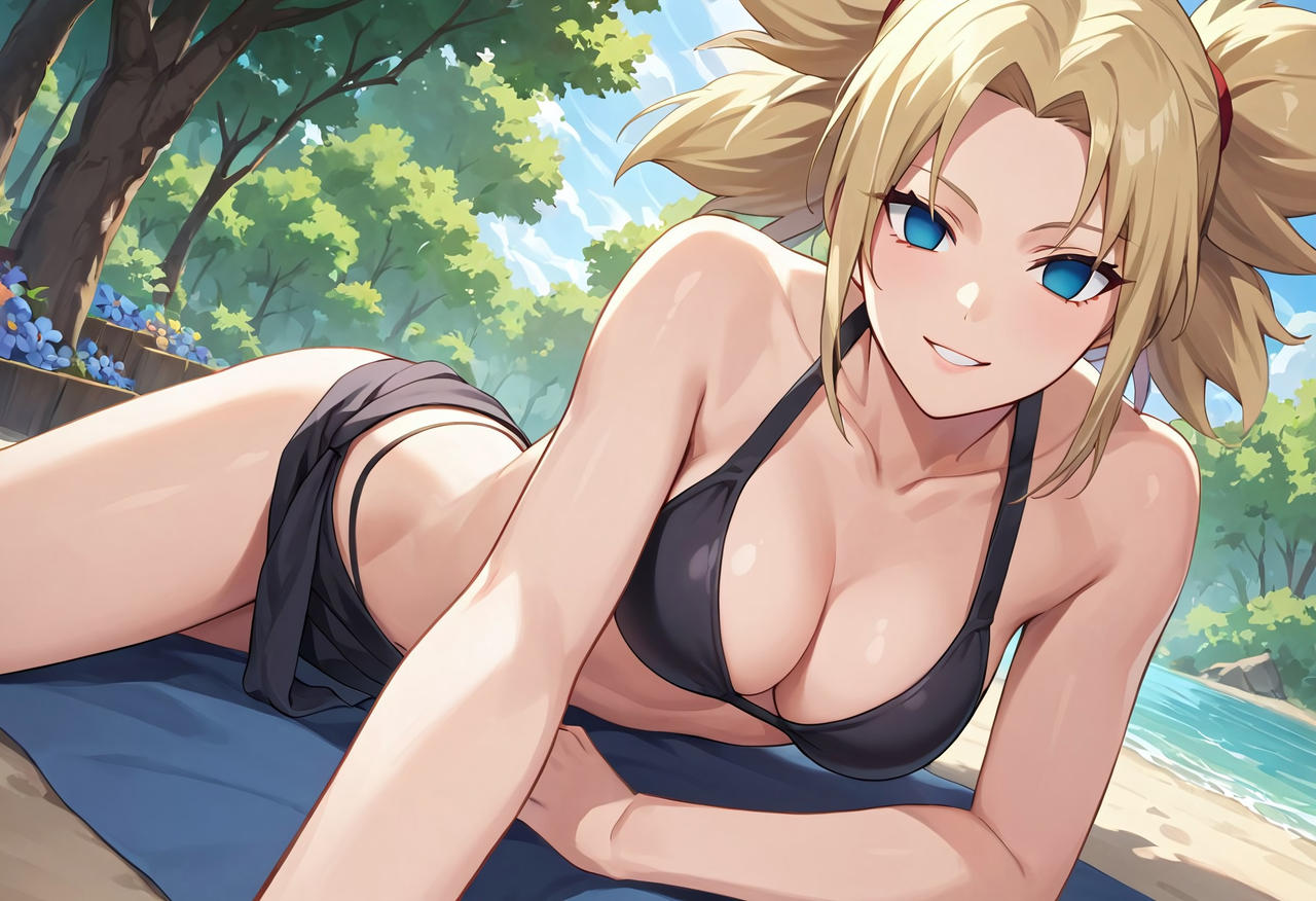 1girls ai_generated bare_arms bare_legs bare_shoulders bare_thighs bathing big_breasts bikini bikini_bottom bikini_top black_bikini black_bikini_bottom black_bikini_top black_panties black_swimsuit black_thong blonde_hair blue_eyes busty cleavage female female_focus female_only g-string hair_ribbons hi_res high_resolution highres large_breasts light-skinned_female light_skin looking_at_viewer lying lying_on_stomach nai_diffusion naruto naruto:_the_last naruto_(series) naruto_shippuden nature nature_background outdoors outside pale-skinned_female pale_skin parted_lips perky_breasts pink_lips pink_lipstick pinup ribbons selfie shounen_jump shueisha skirt skirt_up smile smiling smiling_at_viewer solo solo_female solo_focus stable_diffusion swimsuit teen teenage_girl teenager temari thong tied_hair twintails very_high_resolution voluptuous voluptuous_female weekly_shonen_jump yjoos