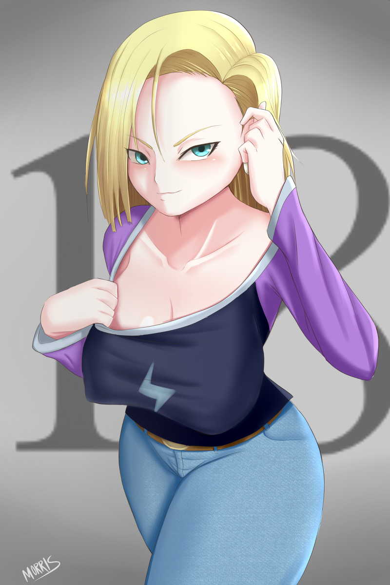 1girls, alternate version available, android 18, ass, blonde hair, blue eyes, breasts, cameltoe, cleavage, curvy, dragon ball, erect nipples, female, female only, huge areolae, huge ass, huge breasts, morris, nipples, puffy nipples, pussy, short hair, solo, thick lips, voluptuous, wide hips