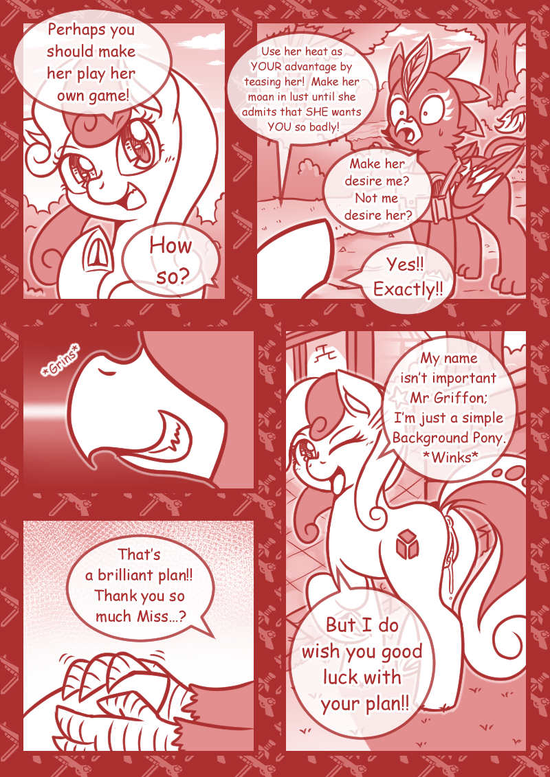 anus avian bird blush comic dialogue english_text equine evil_grin female grin gryphon handshake hooves horse male mammal monochrome penis pony pussy smile smirk text vavacung